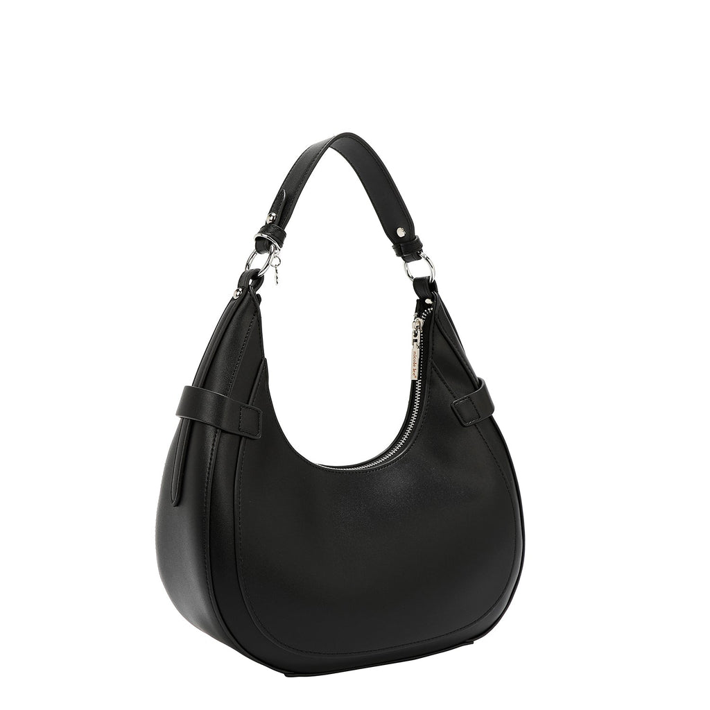 BOLSO DE HOMBRO CON RECORTE GEOMÉTRICO (NEGRO)