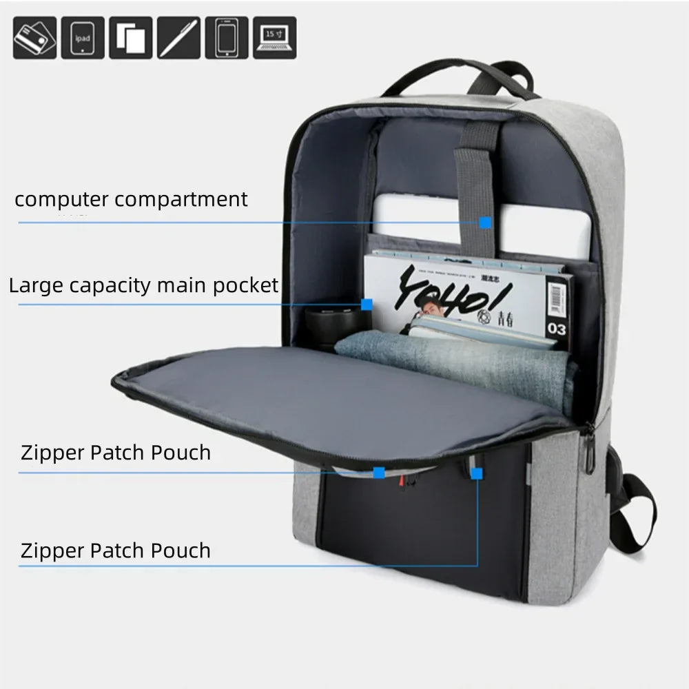Waterproof Oxford Laptop Backpack Gray