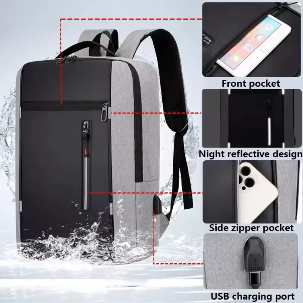 Waterproof Oxford Laptop Backpack Gray