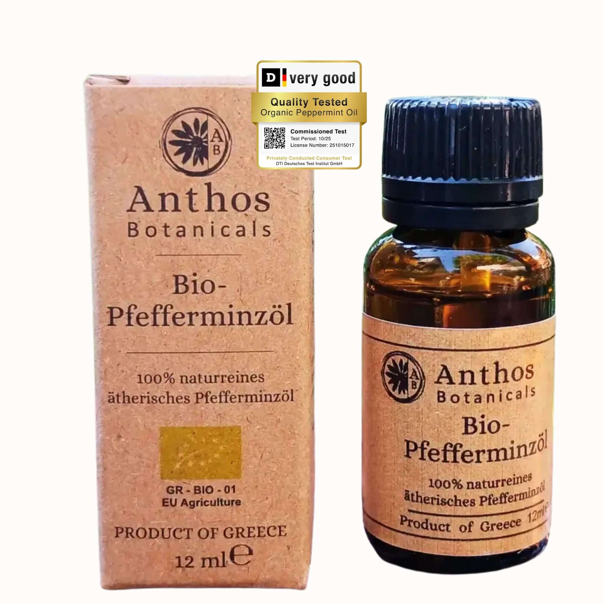 Pfefferminzöl Bio 12 ml – 100 % naturrein | Lebensmittelqualität